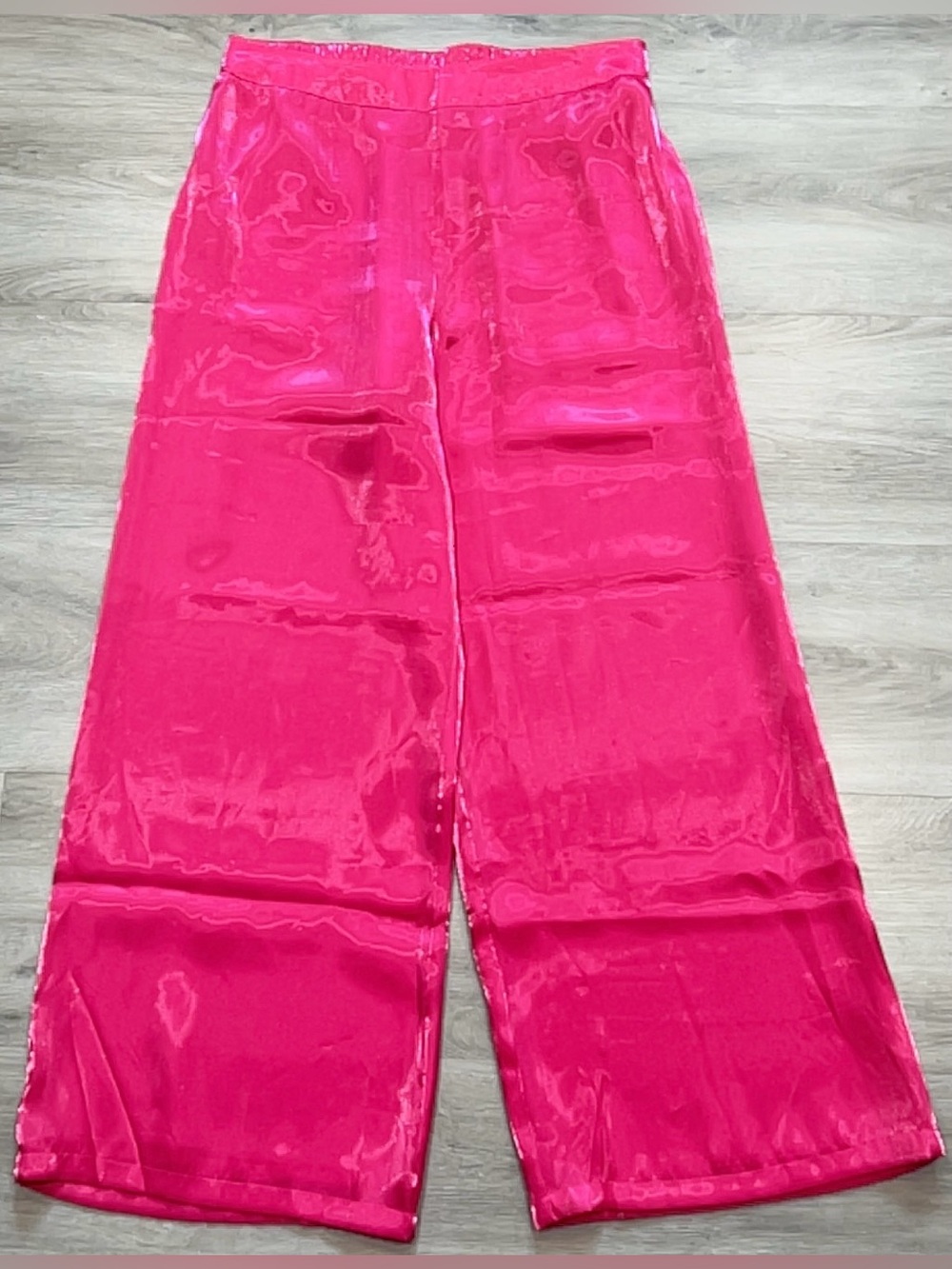 House of Harlow 1960 Hot Pink Metallic Wide Leg Elastic Waist Pants Large